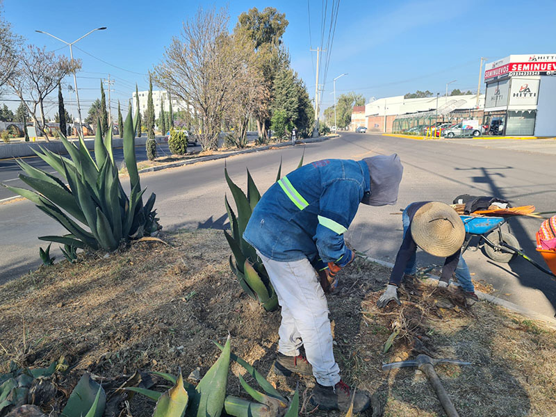 Ayuntamiento de San Pedro Cholula da mantenimiento a tramo de la Recta a Cholula