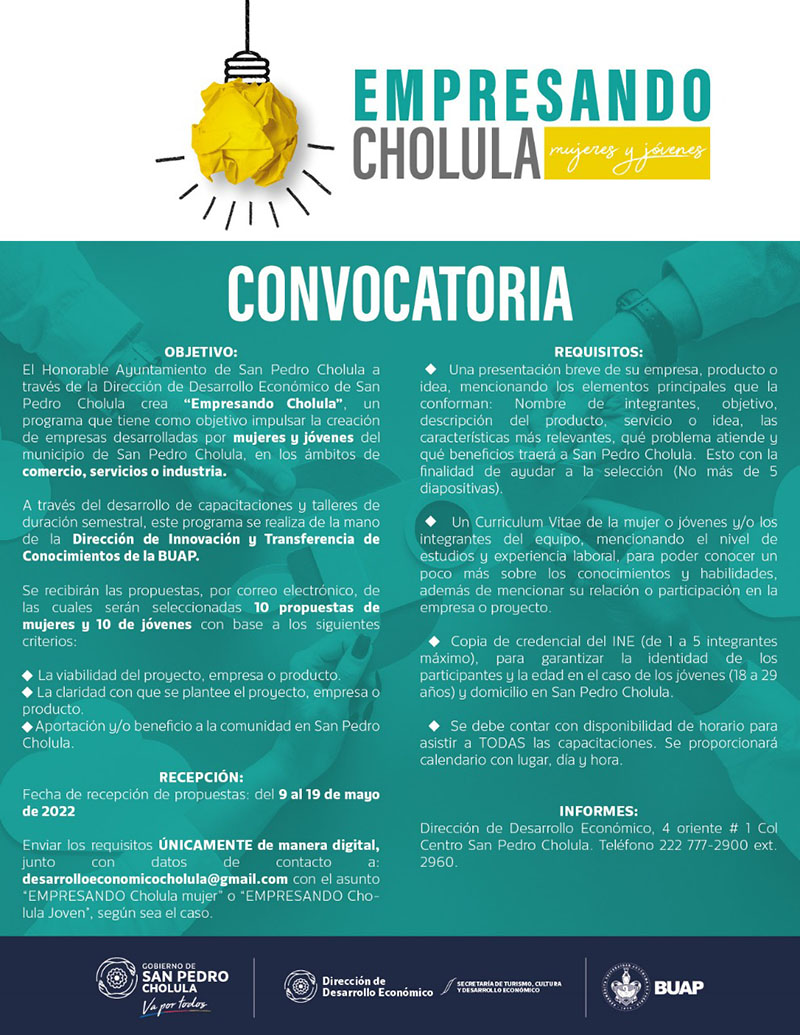 Ayuntamiento de San Pedro Cholula lanza «Empresando Cholula»