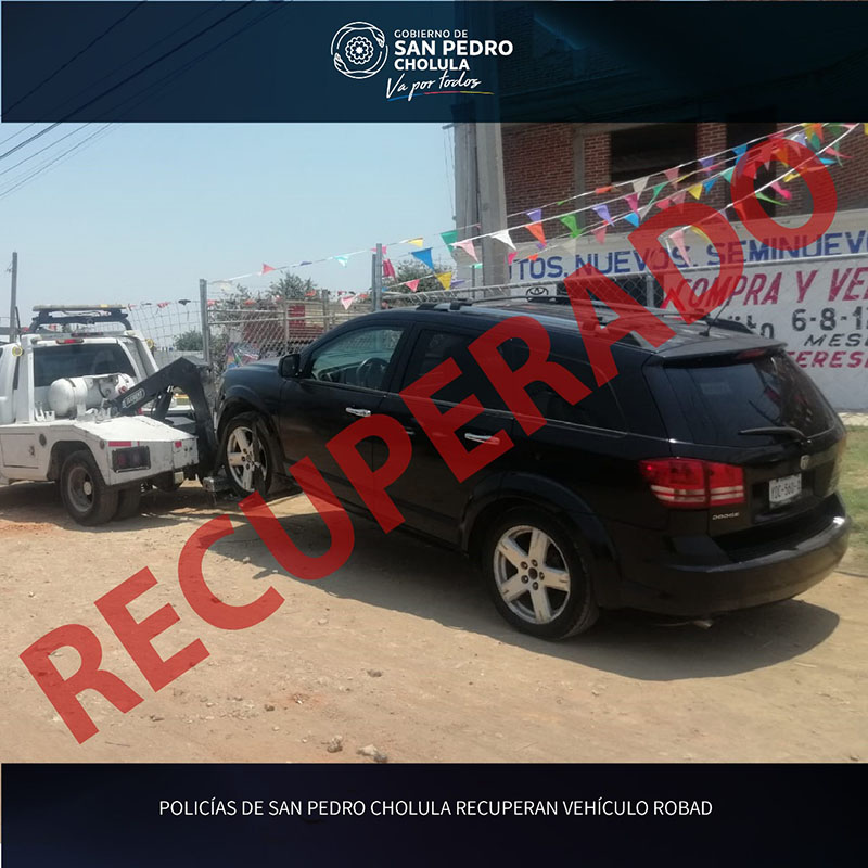 Policías de San Pedro Cholula recuperan vehículo robado